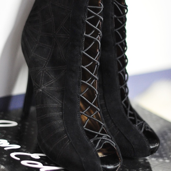 Sam Edelman Queenie Bootie Open-toe Corset Suede shoes heels US Women 9.5 - Picture 4 of 16